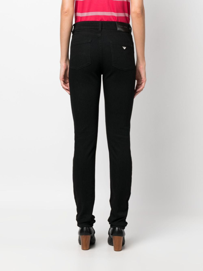 Shop Emporio Armani Mid-rise Slim-fit Jeans In Black