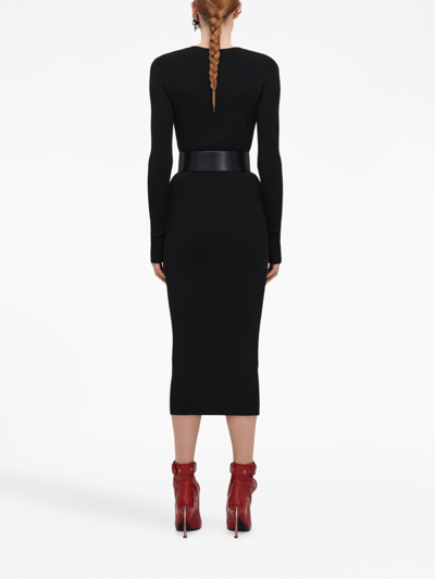 Alexander Mcqueen Cut-out Ribbed Wool Jumper In Black
