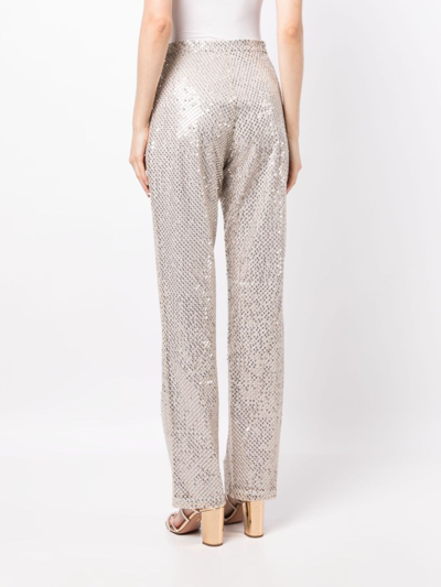 Shop Saiid Kobeisy Sequin-embellished Straight-leg Trousers In Silver