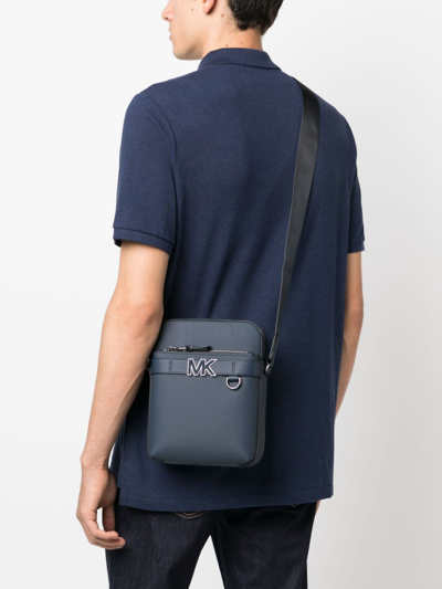 Shop Michael Kors Logo-plaque Shoulder Bag In Blue