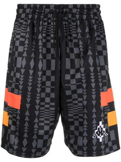 Shop Marcelo Burlon County Of Milan X Kappa Aop Folk Soccer Shorts In Black