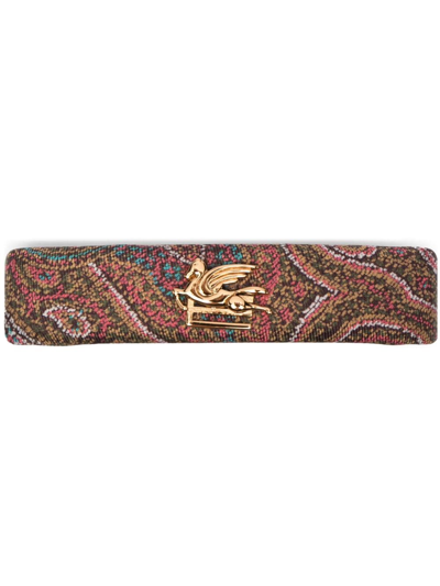 Shop Etro Pegaso Logo-plaque Hair Clip In Pink