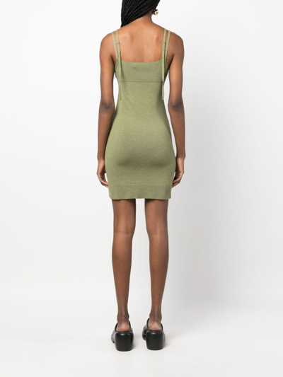Shop There Was One Crossover-strap Knitted Minidress In Green