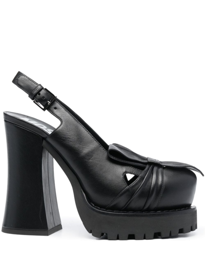 Shop Moschino 125mm Leather Slingback Pumps In Black
