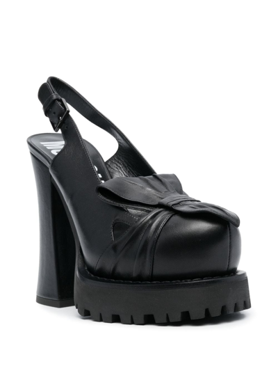 Moschino 125mm Leather Slingback Pumps In Black