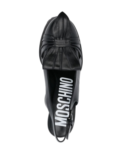 Shop Moschino 125mm Leather Slingback Pumps In Black