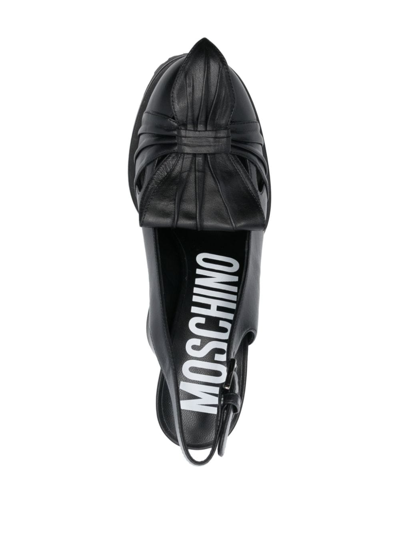 Moschino 125mm Leather Slingback Pumps In Black