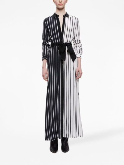 Shop Alice And Olivia Chassidy Striped Maxi Shirtdress In Black