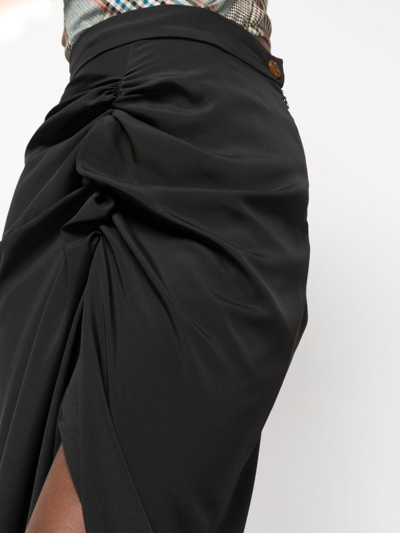 Shop Vivienne Westwood Gathered-detail High-waist Skirt In Black