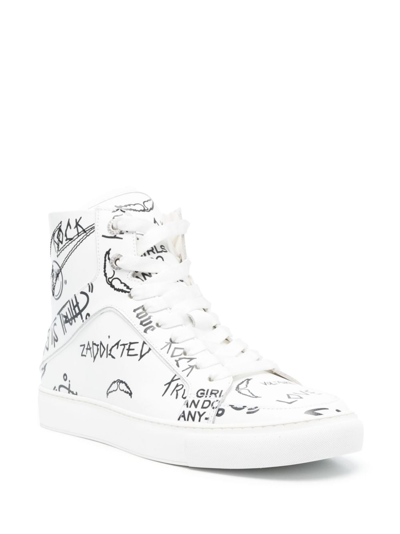 Shop Zadig & Voltaire High Flash High-top Leather Sneakers In White