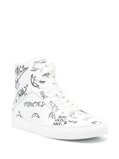 Zadig & Voltaire High Flash High-top Leather Sneakers In White