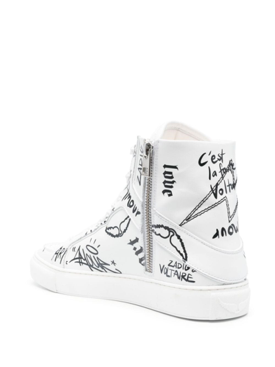 Shop Zadig & Voltaire High Flash High-top Leather Sneakers In White