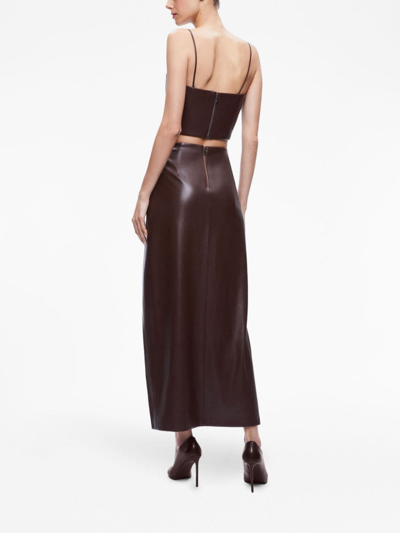 Shop Alice And Olivia Siobhan Faux-leather Maxi Skirt In Brown