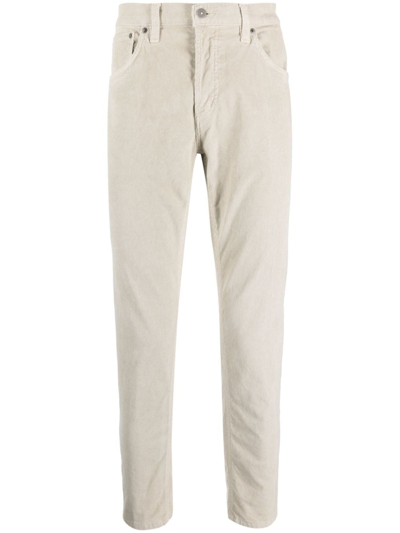 Dondup Low-rise Tapered Corduroy Trousers In Neutrals