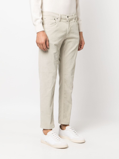 Dondup Low-rise Tapered Corduroy Trousers In Neutrals