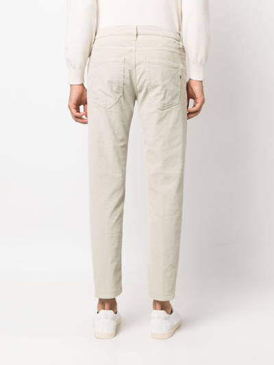 Dondup Low-rise Tapered Corduroy Trousers In Neutrals