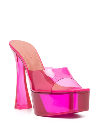 Shop Amina Muaddi Dalida Glass 135mm Platform Sandals In Pink