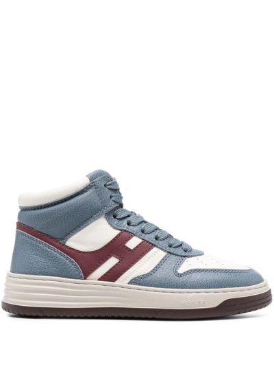 Shop Hogan H630 Panelled High-top Sneakers In Blue