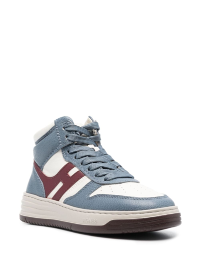 Shop Hogan H630 Panelled High-top Sneakers In Blue