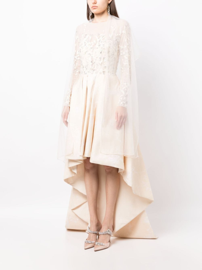 Saiid Kobeisy High-low Brocade Maxi Dress In Neutrals