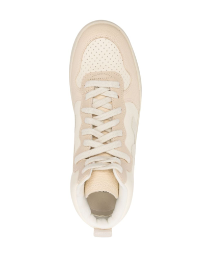 Shop Veja V-15 Leather Sneakers In Neutrals