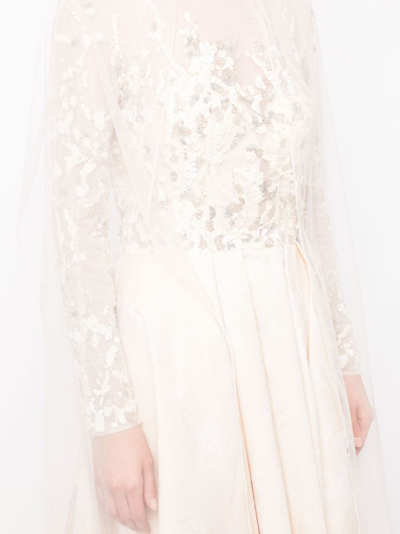 Saiid Kobeisy High-low Brocade Maxi Dress In Neutrals