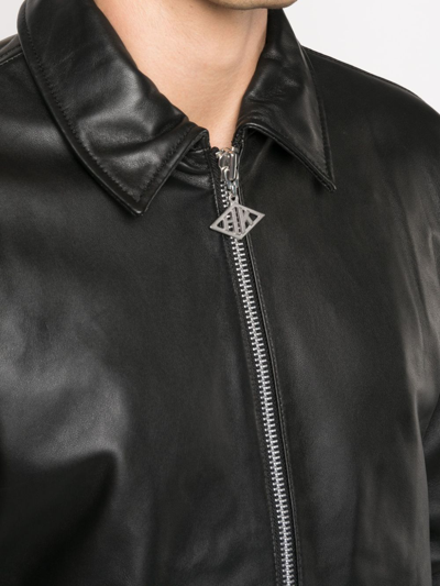Shop Han Kjobenhavn Zip-up Leather Shirt Jacket In Black