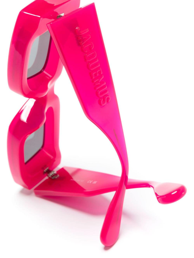 Shop Jacquemus Les Lunettes Tupi Square-frame Sunglasses In Pink