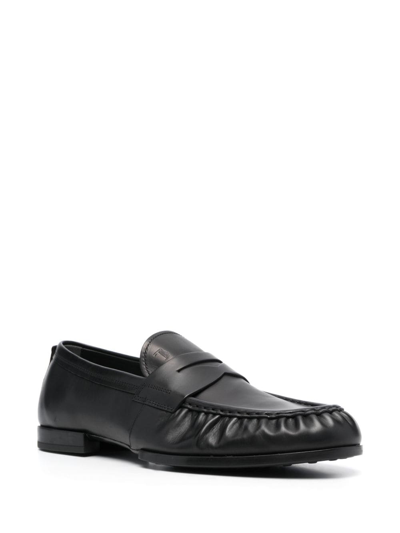 Shop Tod's Smooth Leather Loafers In Black