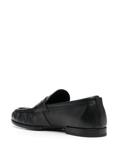 Shop Tod's Smooth Leather Loafers In Black