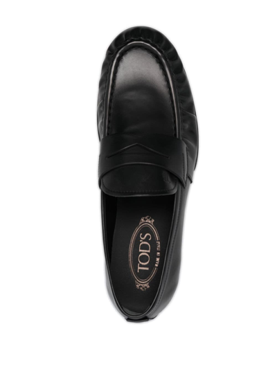 Shop Tod's Smooth Leather Loafers In Black