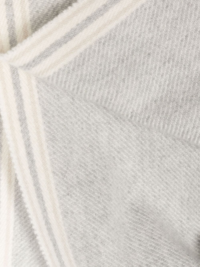 Shop Eleventy Diagonal-stripe Cashmere Scarf In Grey
