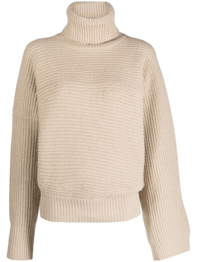 Shop Stella Mccartney Regenerated-cashmere Cape Jumper In Neutrals