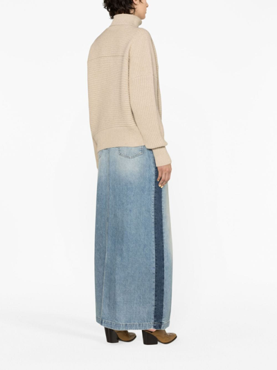 Stella Mccartney Rib-knit Regenerated Cashmere Cape Jumper In Neutrals
