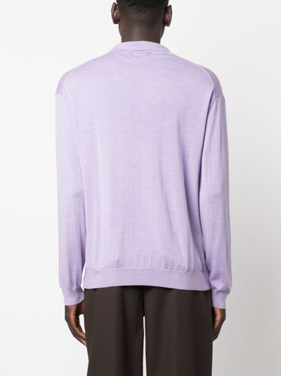 Shop Nanushka Ziast Merino Wool Polo Shirt In Purple