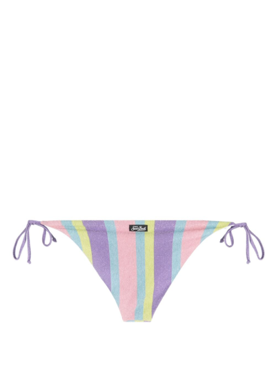 Mc2 Saint Barth Stripe-print Tied Bikini Briefs In Pink