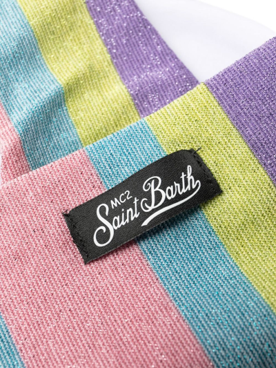 Mc2 Saint Barth Stripe-print Tied Bikini Briefs In Pink