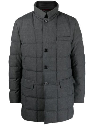 Shop Fay Notched-collar Quilted Down Jacket In Grey
