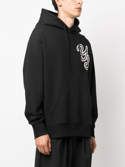 Shop Y-3 Logo-print Organic-cotton Hoodie In Black