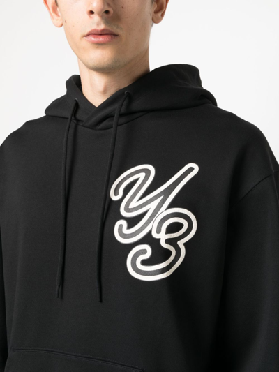 Shop Y-3 Logo-print Organic-cotton Hoodie In Black