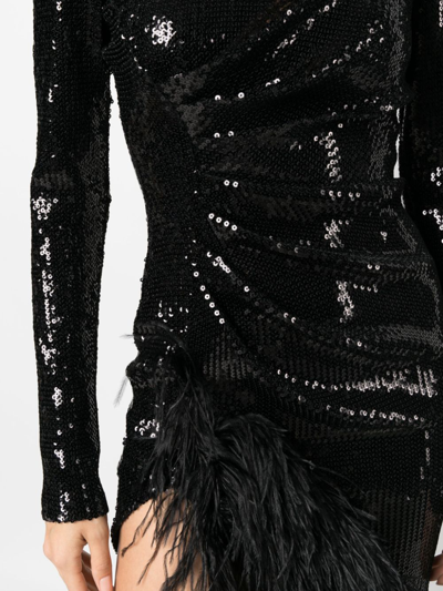 Shop David Koma Sequin-embellished V-neck Midi Dress In Black