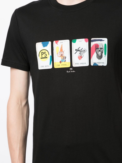 Shop Ps By Paul Smith Tarot Cards Graphic-print T-shirt In Black