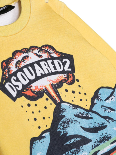 Shop Dsquared2 Logo-print Cotton Sweatshirt In Yellow