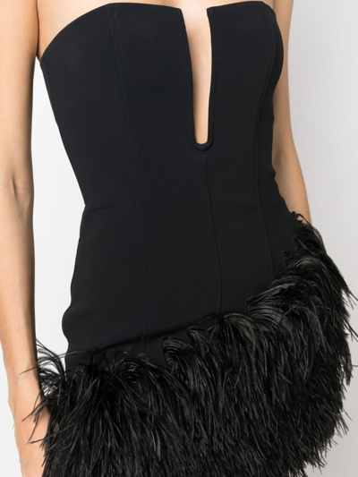Shop David Koma Feather-trim Off-shoulder Minidress In Black