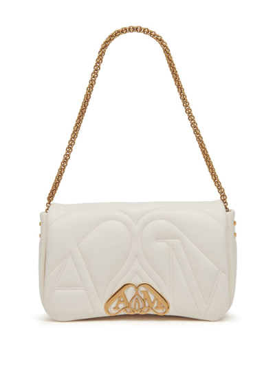 Shop Alexander Mcqueen Small The Seal Shoulder Bag In White