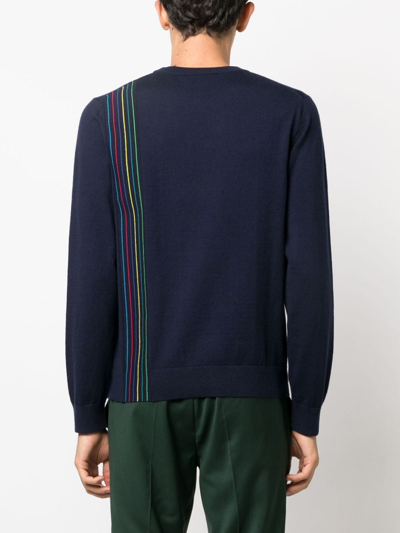 Shop Ps By Paul Smith Rainbow-stripe Fine-knit Jumper In Blue