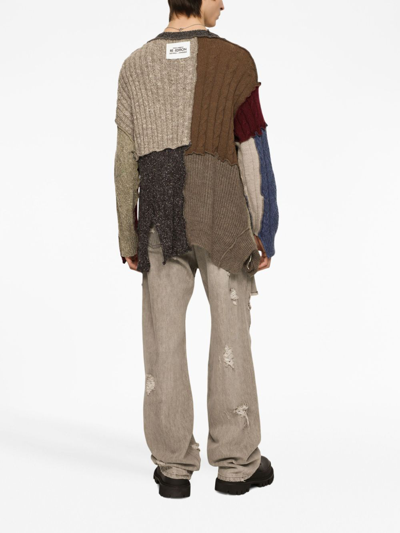 Dolce & Gabbana Patchwork Distressed Cardigan In Neutrals