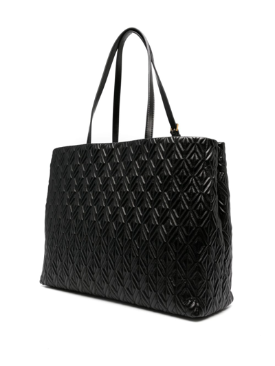 Shop Elisabetta Franchi Logo-plaque Diamond-quilting Tote Bag In Black
