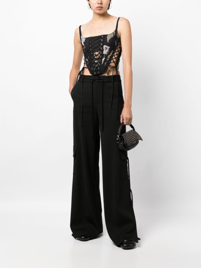 Monse Graphic-print Lace-up Corset In Black