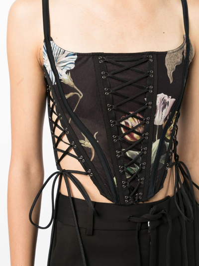 Shop Monse Graphic-print Lace-up Corset In Black